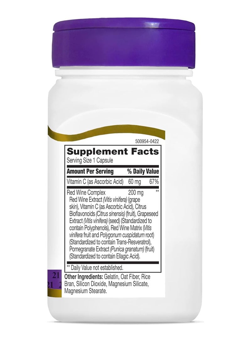 القرن الحادي والعشرون دعم مضادات الأكسدة بخلاصة النبيذ الأحمر ريسفيراترول - 90 كبسولة - Image 2